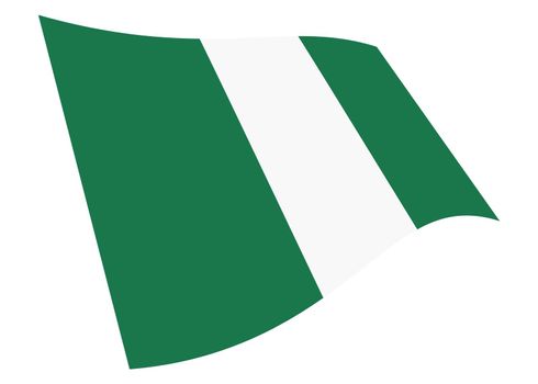 A Nigeria waving flag graphic isolated on white with clipping path 3d illustration