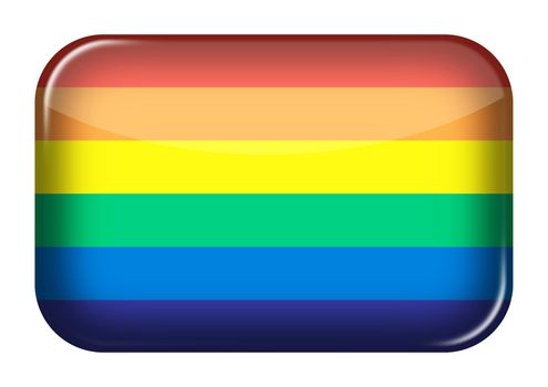 A gay pride rainbow web icon rectangle button with clipping path 3d illustration