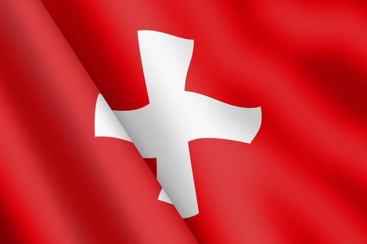 A Switzerland waving flag 3d illustration wind ripple