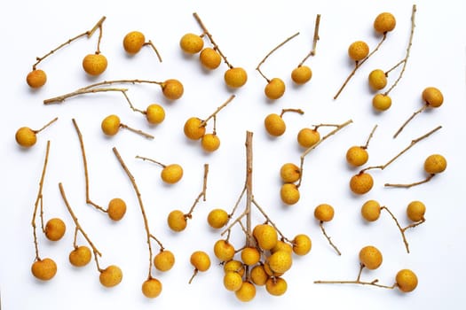 Longan isolated on white background. Top view