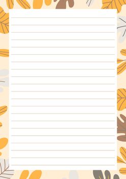 Grid paper. Abstract striped background with color horizontal lines. Printing paper note on floral background. Optimal A5 size. Geometric pattern for school, copybooks, notebooks, diary, notes, books