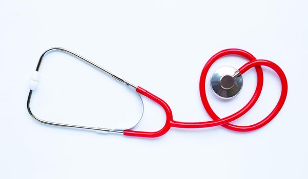 Stethoscope on white background. copy space