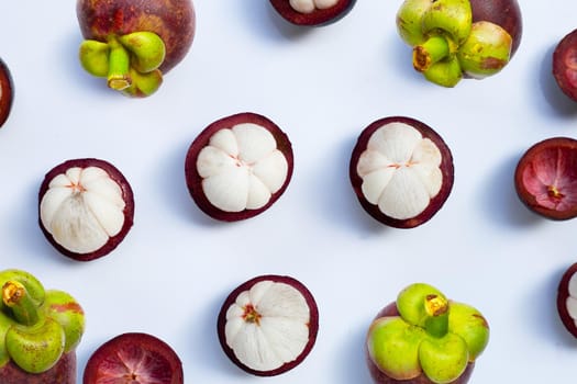Mangosteen on white background.
