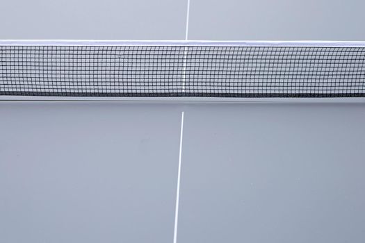 Net of table tennis ping pong on grey background.