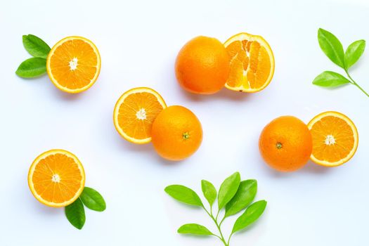 High vitamin C, Juicy and sweet. Fresh orange fruit on white background.