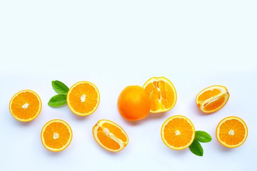 High vitamin C, Juicy and sweet. Fresh orange fruit on white background.