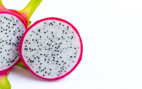 Dragon fruit, pitaya isolated on white background.