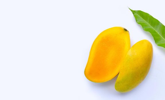 Tropical fruit, Mango  on white background. Top view