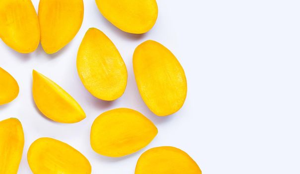 Tropical fruit, Mango  on white background. Top view
