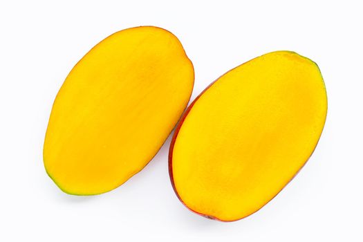Tropical fruit, Mango  on white background. Top view