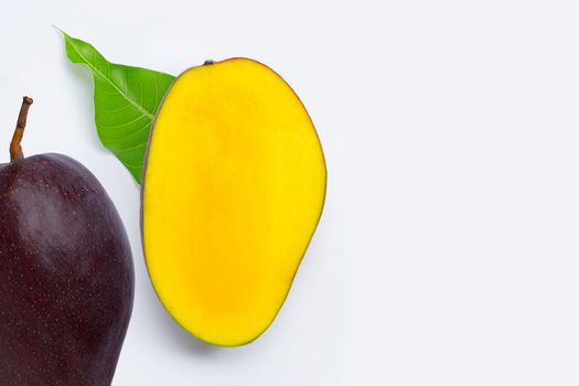 Tropical fruit, Mango  on white background. Top view