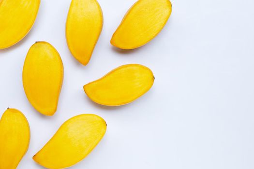 Tropical fruit, Mango on white background. Top view