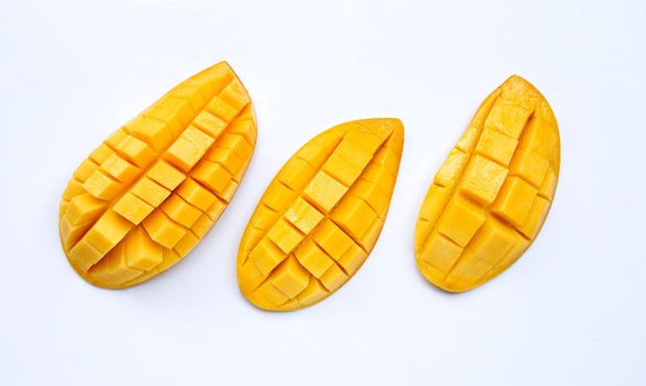 Tropical fruit, Mango  on white background. Top view