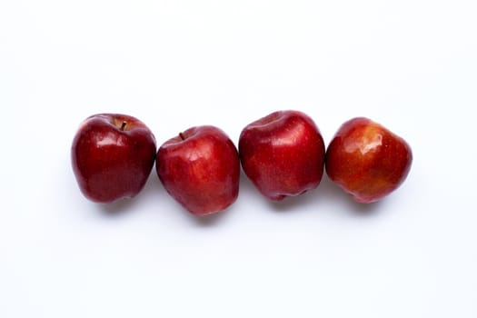 Fresh apples on white background. Top view