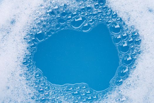 Frame made of detergent foam bubble. Top view