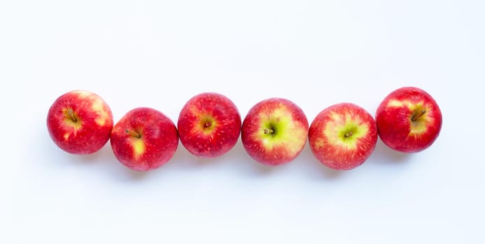 Fresh apples on white background. Top view