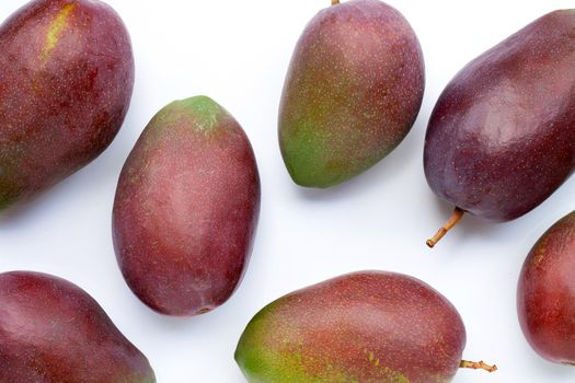 Tropical fruit, Mango  on white background. Top view