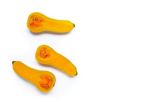Butternut squash isolated on white background.