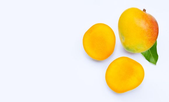 Tropical fruit, Mango  on white background. Copy space