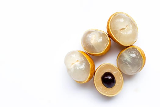 Longan isolated on white background. Top view