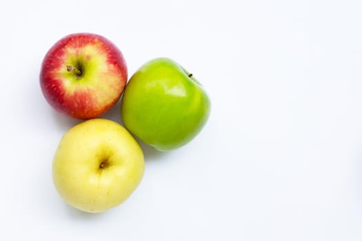Fresh apples on white background. Top view