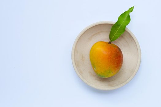 Tropical fruit, Mango  on white background. Top view