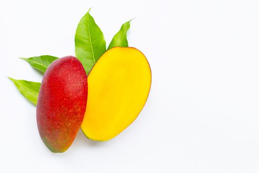 Tropical fruit, Mango  on white background. Top view
