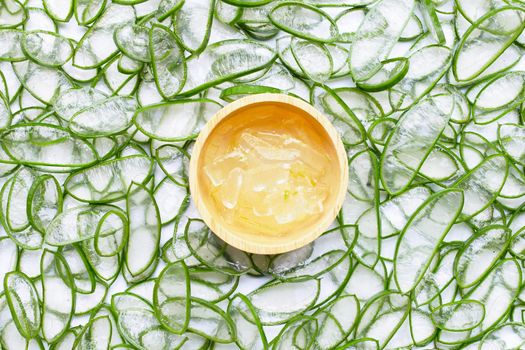 Aloe vera is a popular medicinal plant for health and beauty. Top view