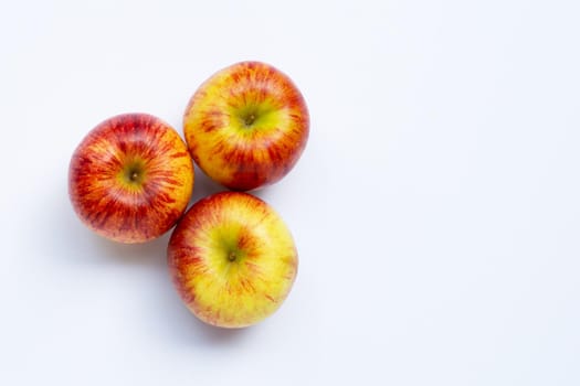Fresh apples on white background. Top view