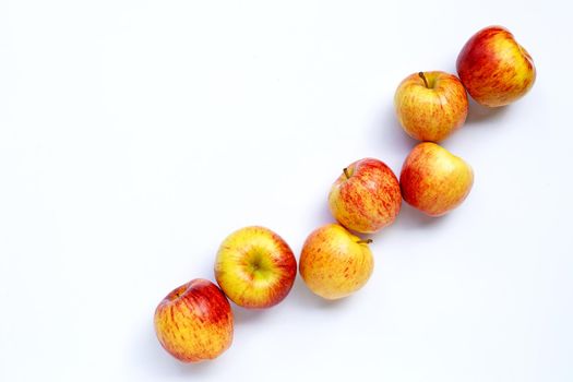 Ripe apples on white background. Copy space
