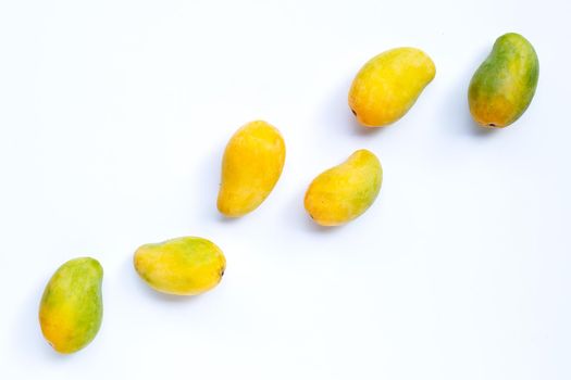Tropical fruit, Mango  on white background. Top view