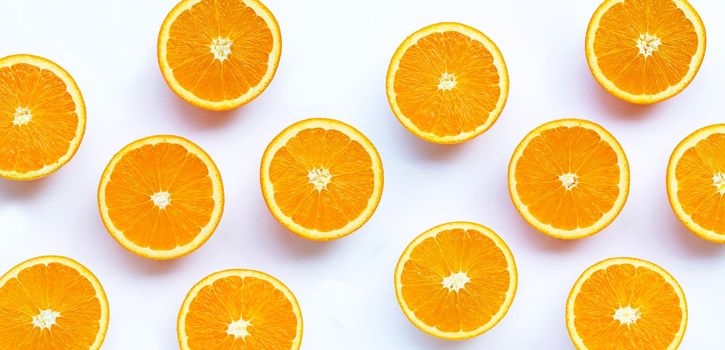 High vitamin C, Juicy and sweet. Fresh orange fruit on white background.