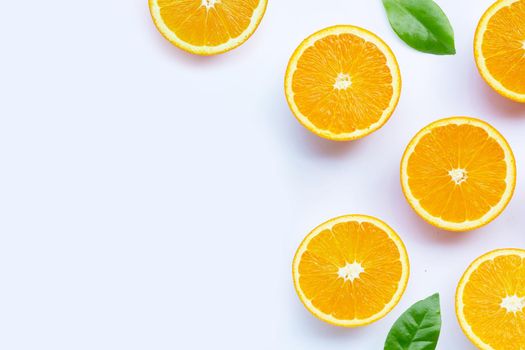 High vitamin C, Juicy and sweet. Fresh orange fruit on white background.