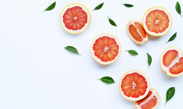 High vitamin C. Juicy grapefruit on white background.