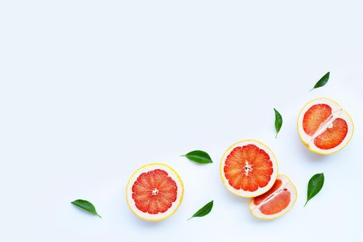 High vitamin C. Juicy grapefruit on white background.