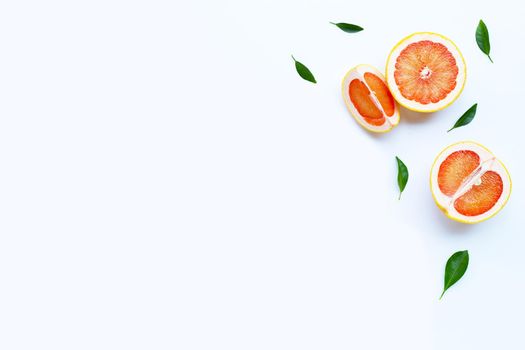 High vitamin C. Juicy grapefruit on white background.