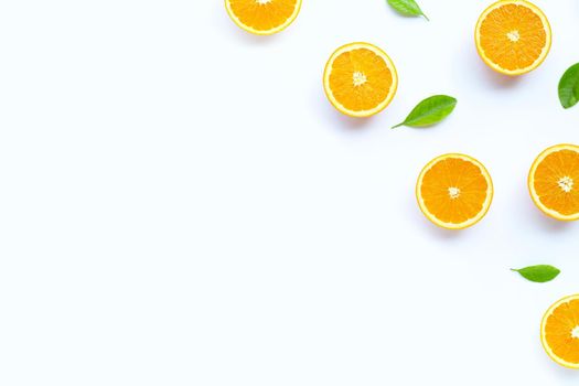 High vitamin C, Juicy and sweet. Fresh orange fruit on white background.