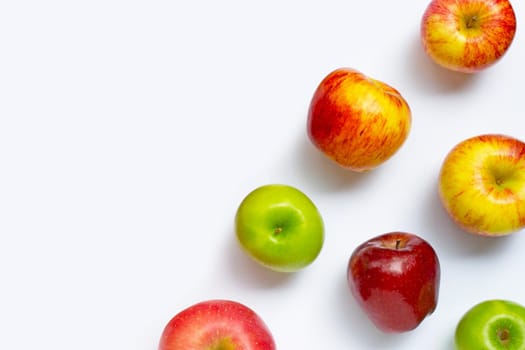 Fresh apples on white background. Top view