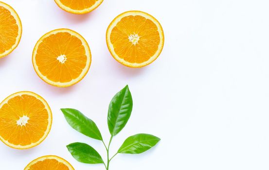 High vitamin C, Juicy and sweet. Fresh orange fruit on white background.