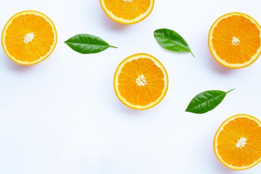 High vitamin C, Juicy and sweet. Fresh orange fruit on white background.