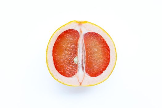 High vitamin C. Juicy grapefruit on white background.