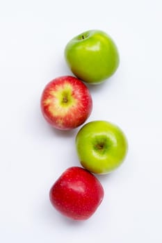 Fresh apples on white background. Top view