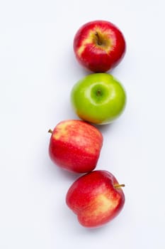 Fresh apples on white background. Top view