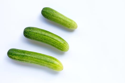 Cucumbers isolated on white background. Copy space
