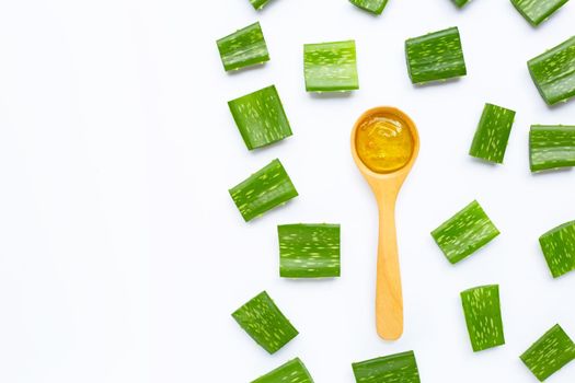 Aloe vera is a popular medicinal plant for health and beauty, on a white background.