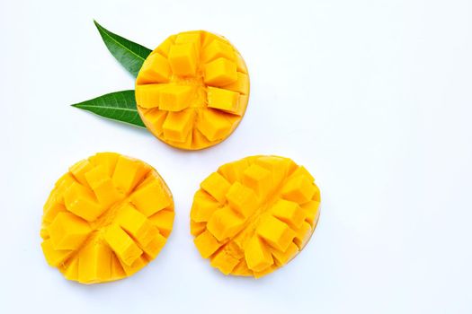 Tropical fruit, Mango  on white background. Top view
