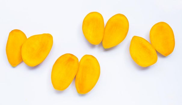 Tropical fruit, Mango  on white background. Top view