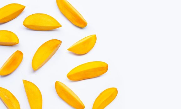 Tropical fruit, Mango  on white background. Top view
