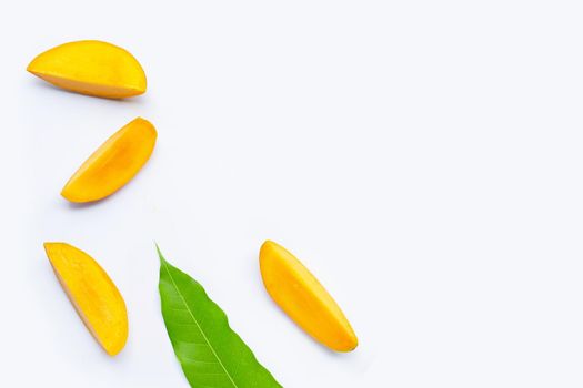 Tropical fruit, Mango  on white background. Top view