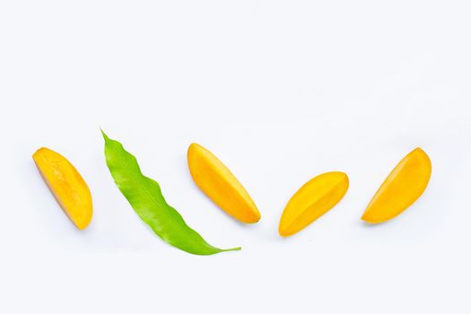 Tropical fruit, Mango  on white background. Top view